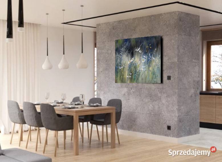 Łąka Kwiaty ręcznie malowany olejny L Olbrycht