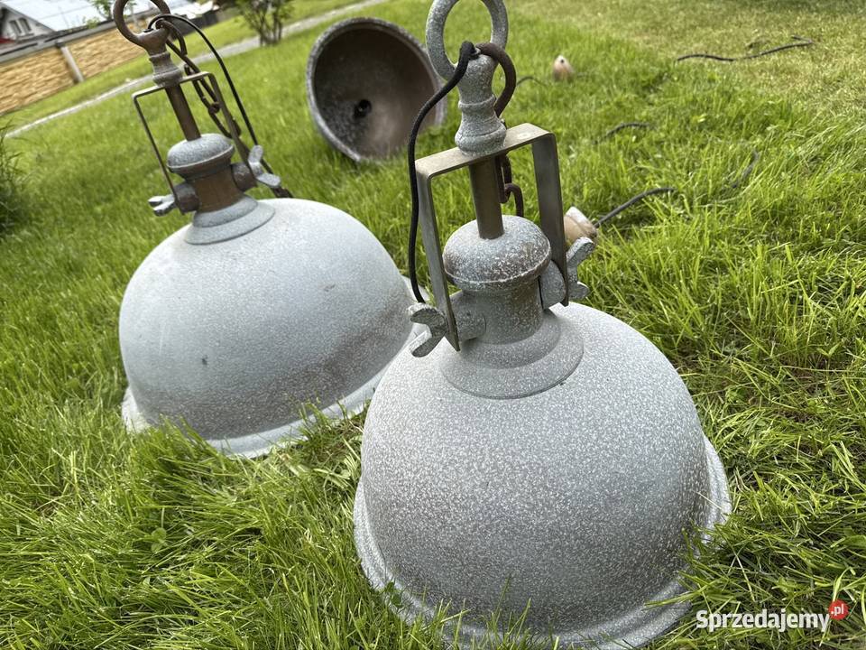 3 stare lampy industrialne wielkie solidne z Długopole-Zdrój