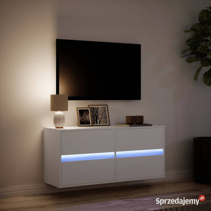 Ścienna szafka TV z LED biała 100x31x45 WM852292 Warszawa sprzedam