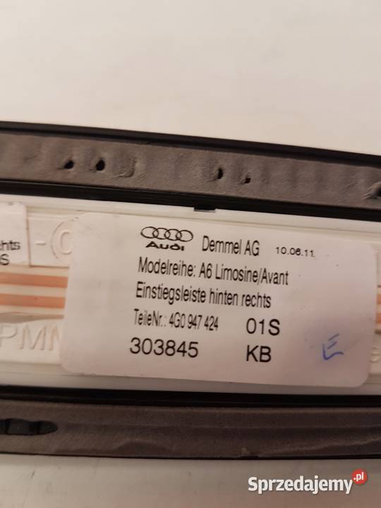 LISTWA PROGOWA PRAWY TYŁ AUDI A6 C7 4G0947424 Przystajń