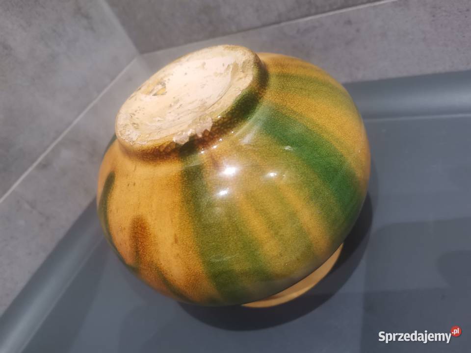 Stary gliniany wazon ceramika Spódzielnia Porcelana i szkło śląskie Siemianowice Śląskie