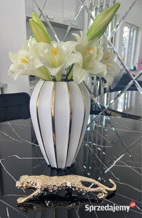 Nowoczesny złoty biały wazon na kwiaty luksusowy Nowy Sącz