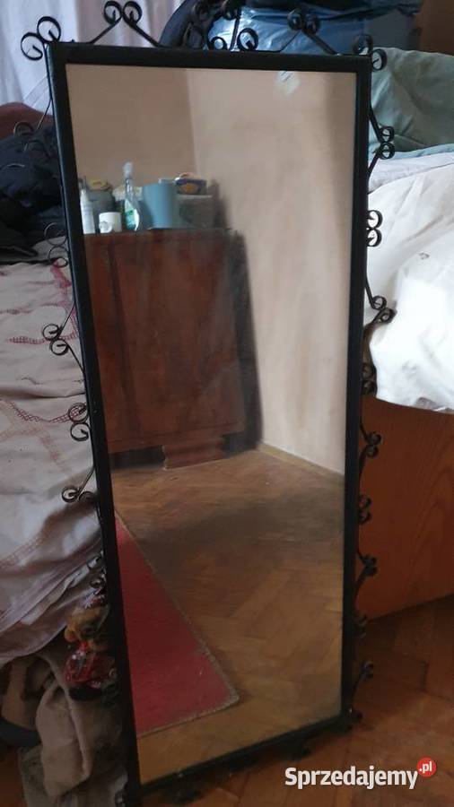 Lustro ścienne PRL metalowa rama czarna Vintage mazowieckie Warszawa