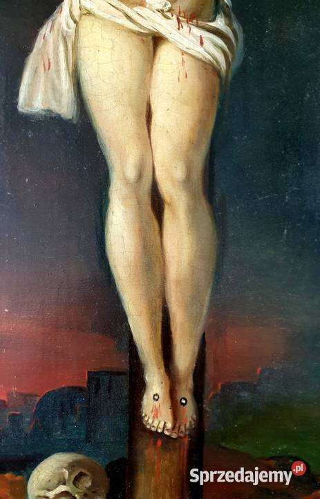 Obraz Jezus Chrystus Ukrzyżowany XIXw 015 Warszawa