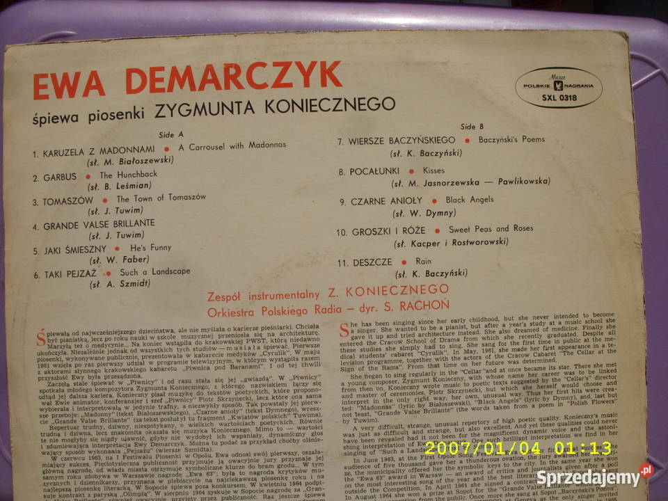 Ballada LP winyl EWA DEMARCZYKSPIEWA PIOSENKI dolnośląskie Wołów