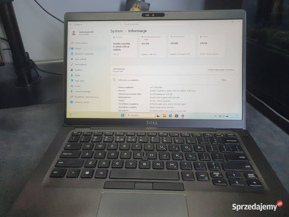 Dell Latitude 5400 i58365U 16GB RAM SSD 256GB Dell Dell Gliwice sprzedam