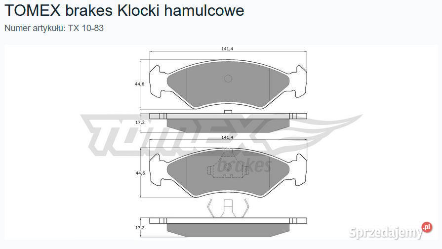 Klocki hamulcowe TX1083 WVA 21202 FORD FIESTA KA mazowieckie Żyrardów