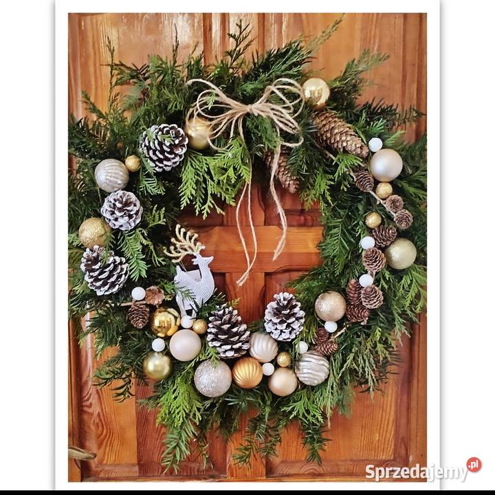 Wieniec wianek żywy podkład 60 biel złoto Koszyce sprzedam