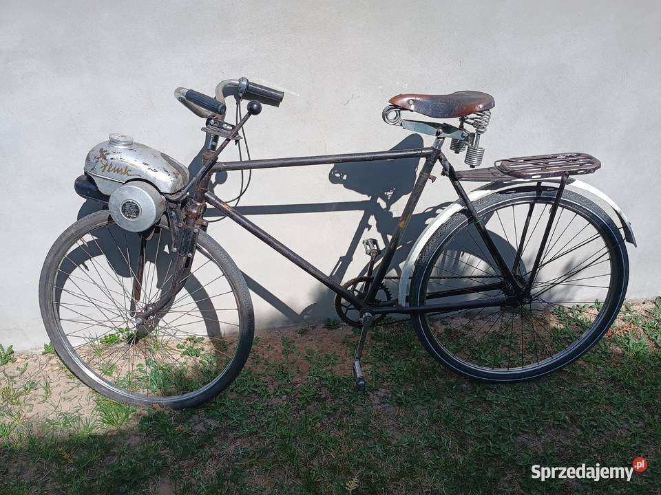 Rower z silnikiem Flink 1955r zabytkowy antyk Kurzętnik