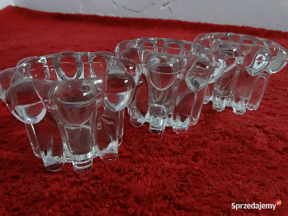 Francuskie świeczniki REIMS Ice Glass Vintage Świeczniki sprzedam