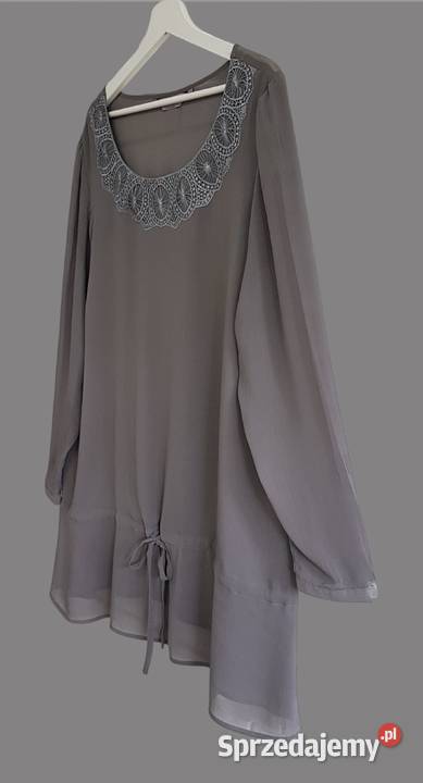 Damska elegancka bluzka szara długim rękawem Rozmiar uniwersalny Chrzanów