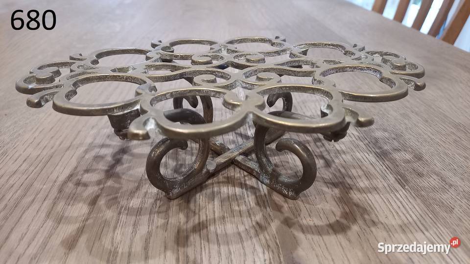 Podstawka mosiężna pod garnek żelazko Jabłka 680 Antyki Gawroniec