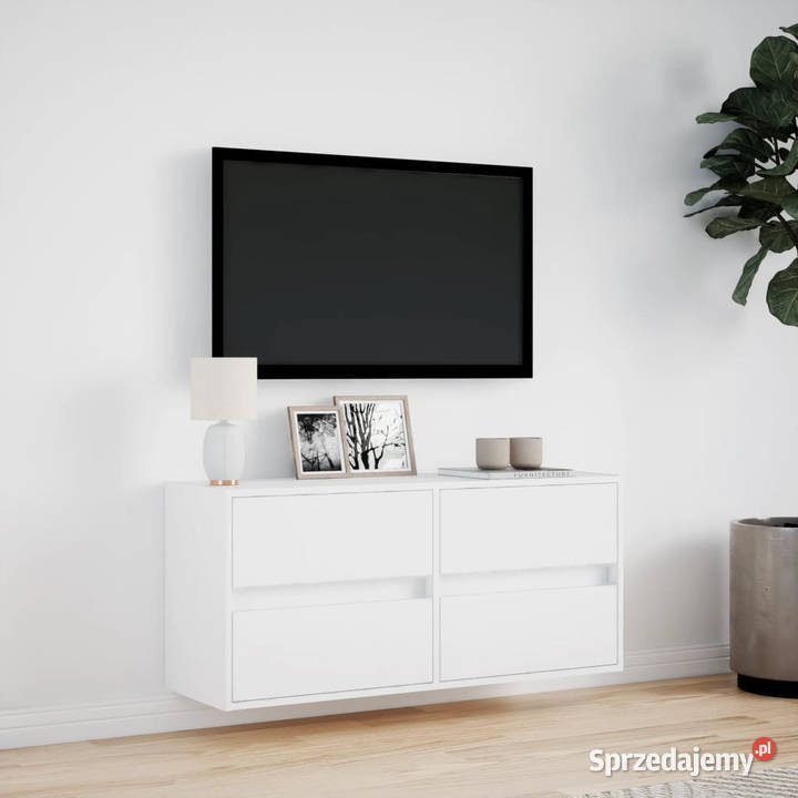 Ścienna szafka TV z LED biała 100x31x45 WM852292 Warszawa