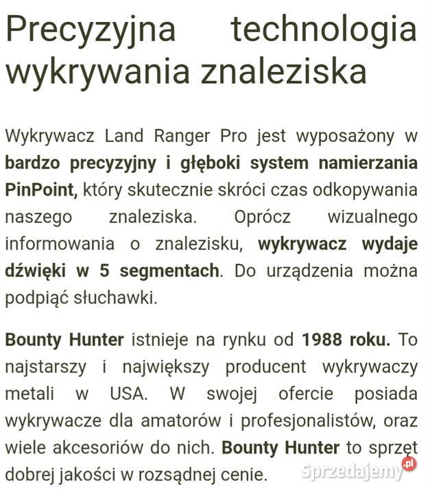 Wykrywacz metali bounty hunter land ranger pro warmińsko-mazurskie Bartoszyce