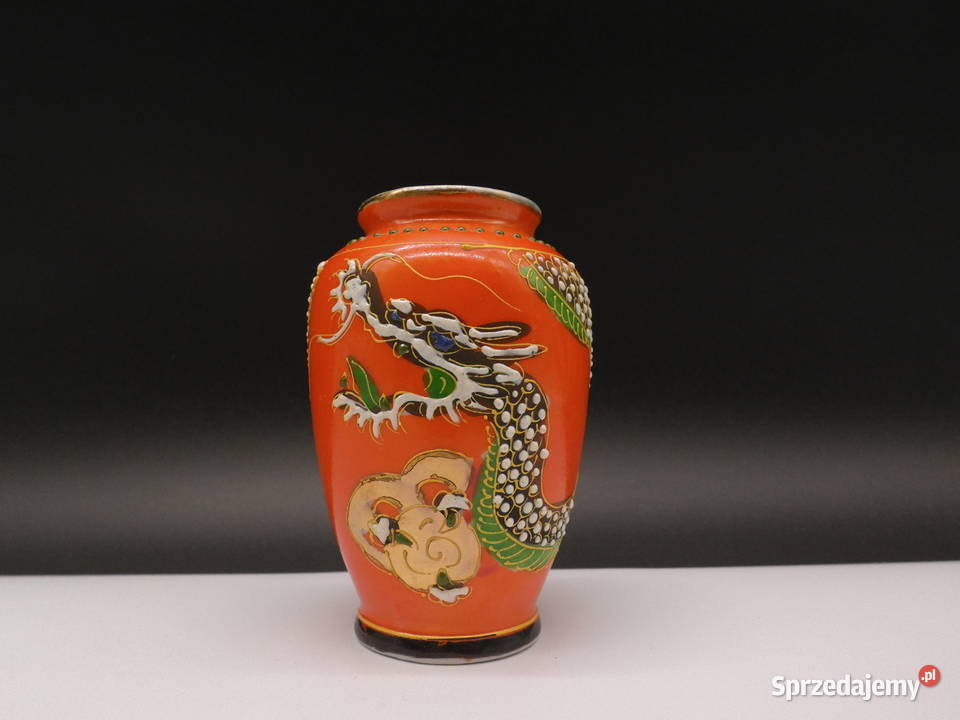 Japoński wazonwazonik Dragonware Moriage Vintage wielkopolskie Raszków