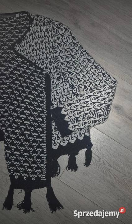Sweter damski cardigan narzutka czerń i biel Łódź