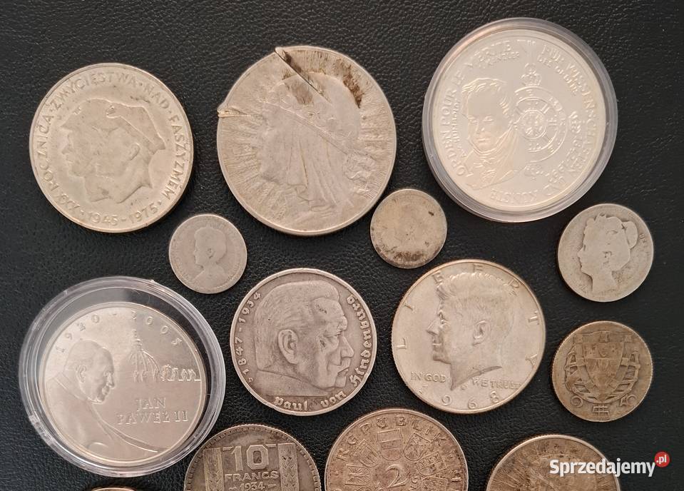 Zestaw Srebrnych Monet 18 sztuk Mix Gliwice