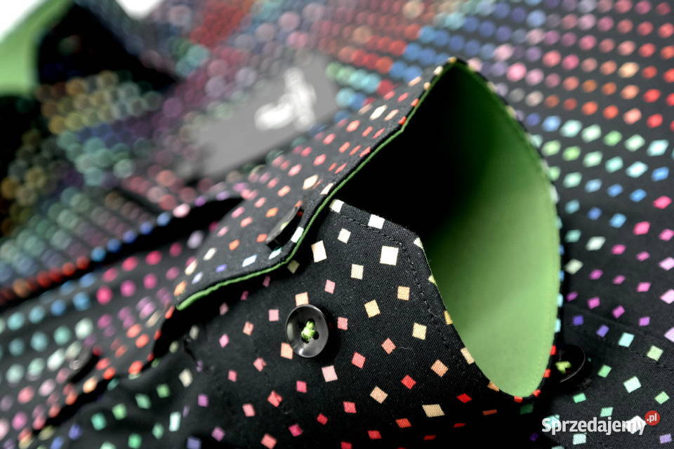 GIOVANNI PERA Koszula Męska K002 Czarna KOSTKA kolorowy Odzież codzienna Ostrów Wielkopolski sprzedam