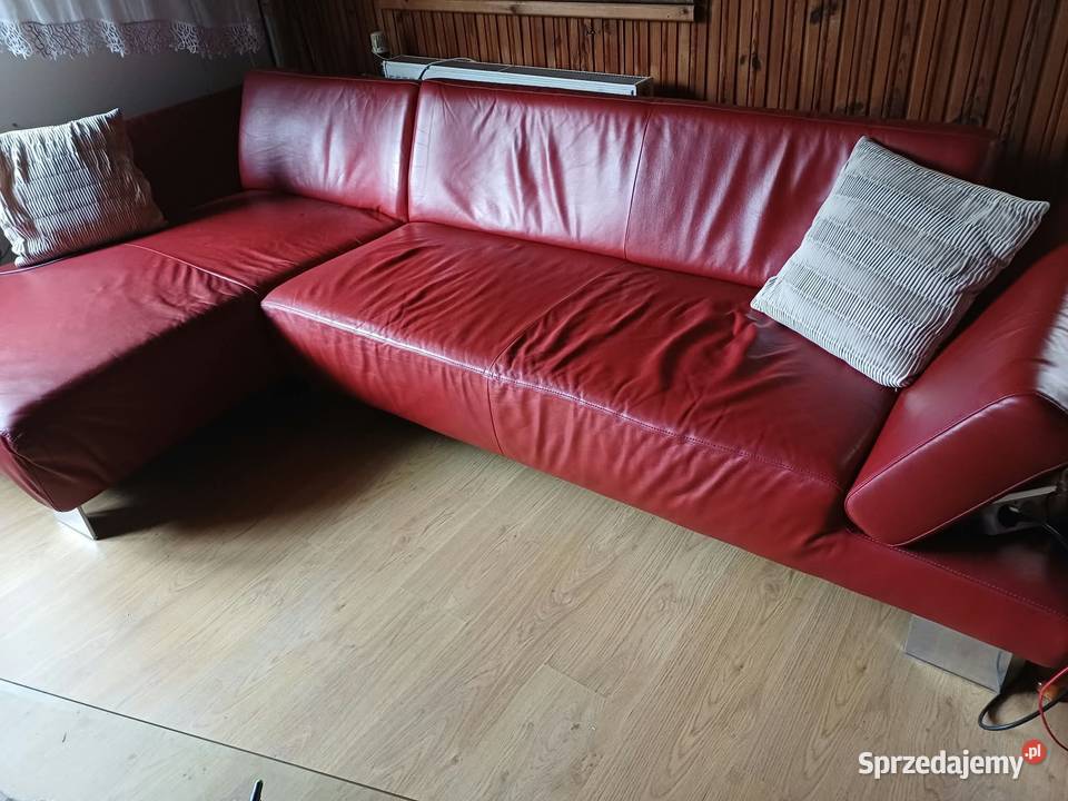 Czerwona skórzana kanapa zachodniopomorskie Karlino sprzedam