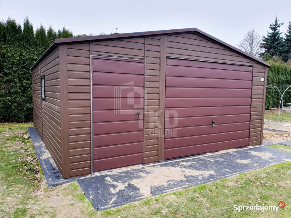 Garaż Blaszany 55x6 Brama uchylna drewnopodobny Łódź