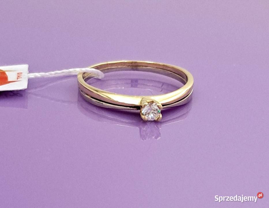 Pierścionek r17 Złoty pr585 classic z jednym Poznań