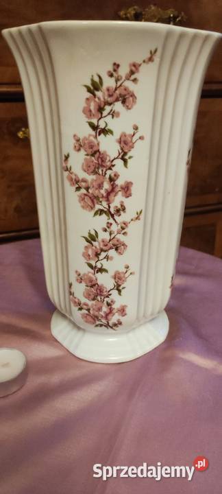 Duży wazon kolumnowy pnące róże porcelana Wrocław