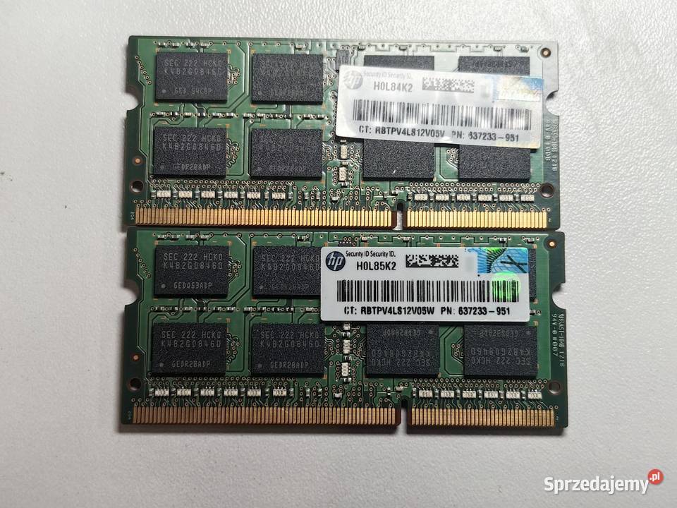 Pamięci Ram 8GB 4GBX2 DDR3 laptop Samsung HP łódzkie Inczew sprzedam