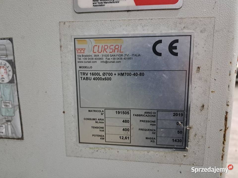 piła poprzeczna CURSAL TRV 1600L 126 kW 8388