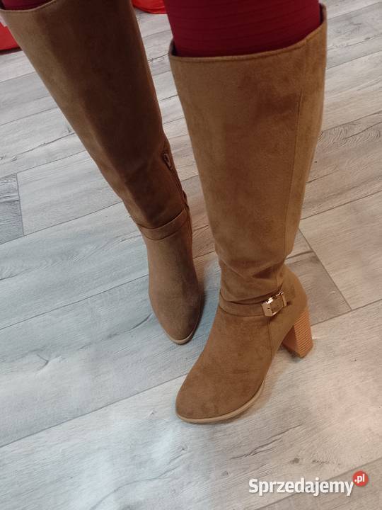 40 Brązowe biznesowe Kozaki wieczorowe na słupku Kraków