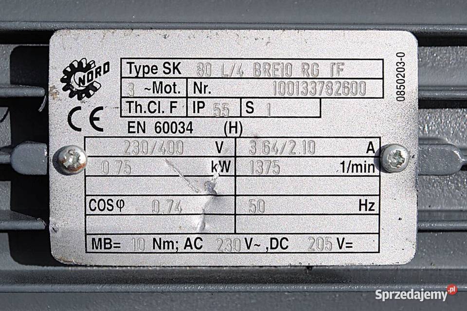 Motoreduktor 075kw 74obr z hamulcem Firmy NORD Kargowa