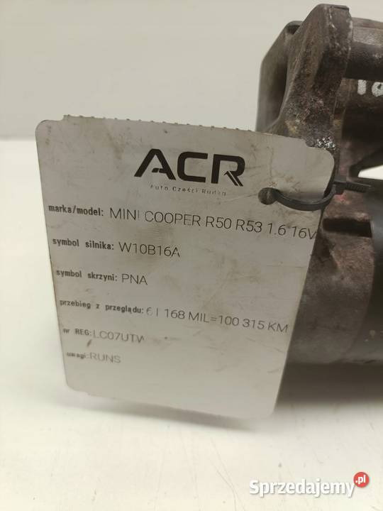 ROZRUSZNIK Mini One R50 R53 16 16V ROZRUSZNIK Układ elektryczny silnika Rudka