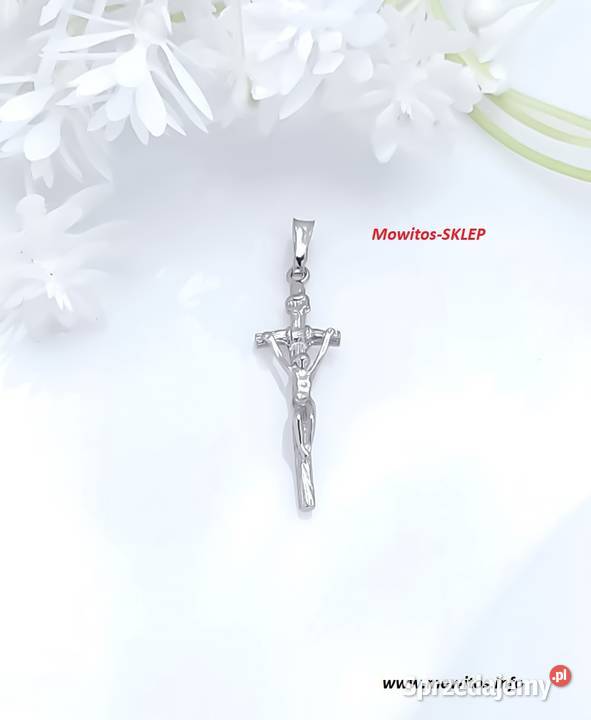 Krzyżyk srebrny z Jezusem Papieski BS19 srebrne