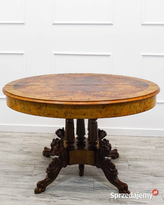 Drewniany STÓŁ rozkładany ORZECHOWY piękny BLAT wielkopolskie Kalisz