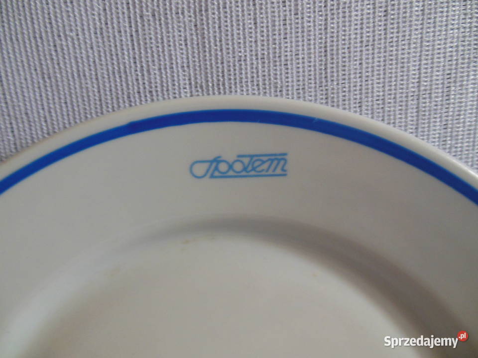 Talerz płytki obiadowy z szfirowym paskiem