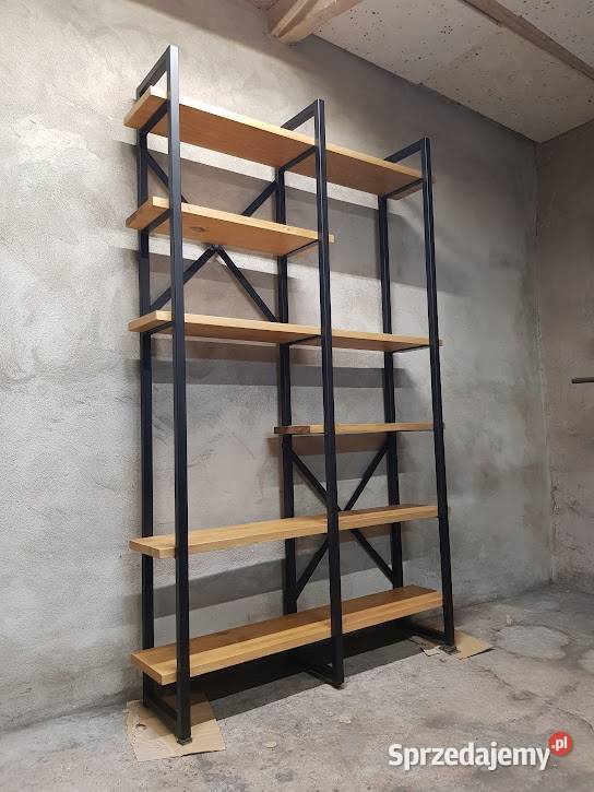 Regał NA WYMIAR na książki półki sosnowe loft Regały Bartoszyce