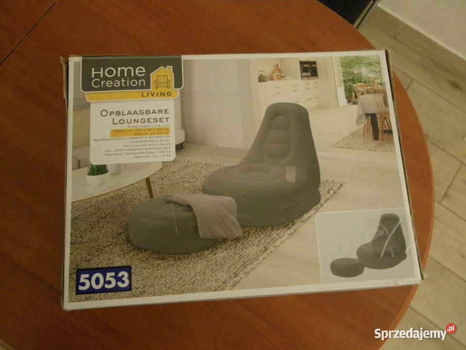 pufa sofa pompowana z podkladka na nogi Pufy i podnóżki Bytom