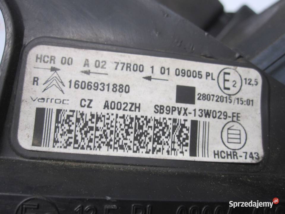CITROEN C3 16r lampa prawa przód 1606931880 Kielce