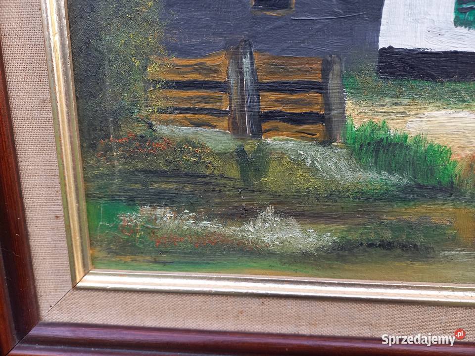 Obraz olejny namalowany na płótnie w drewnianej