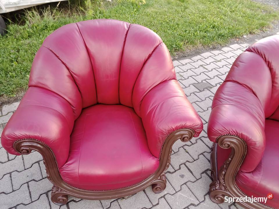 Komplet AFRODYTA 311 i Ława Dąb skóra Wiśnia Kozy