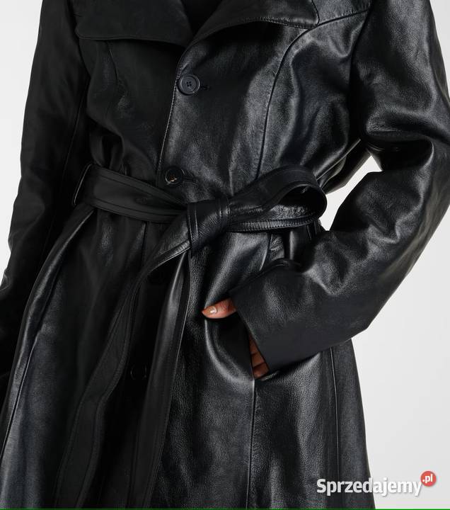 Jednorzędowy skórzany płaszcz