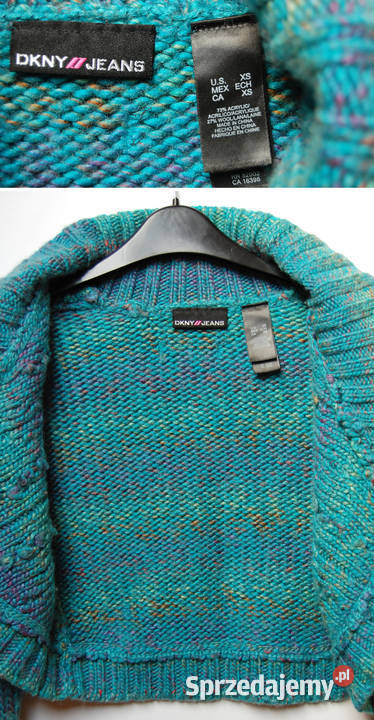 DKNY sweter bolerko turkus wełna 34 XS lubelskie Lublin