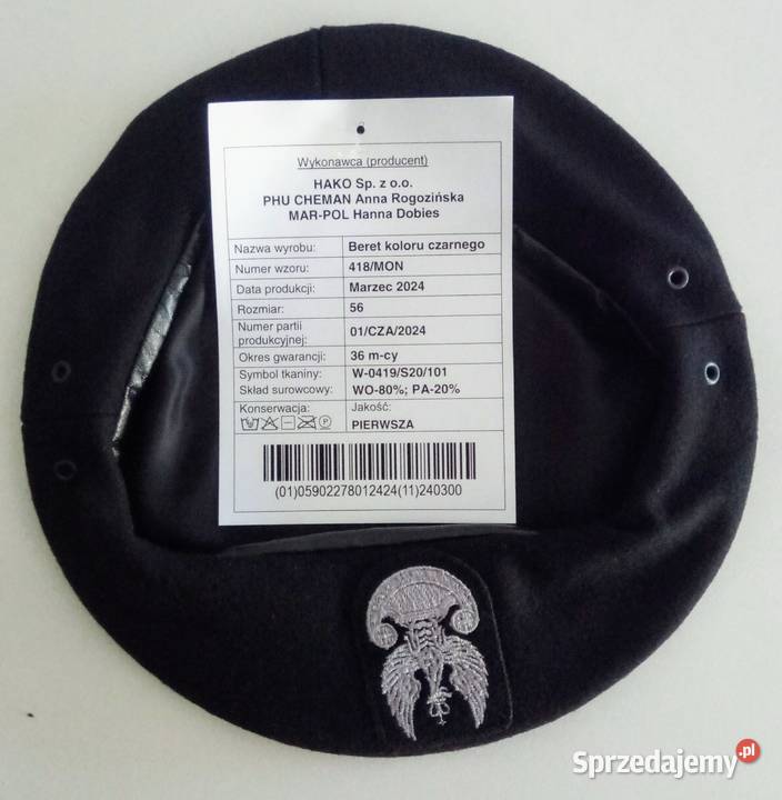 Beret Wojskowy Rozmiar 56 lubuskie Żary