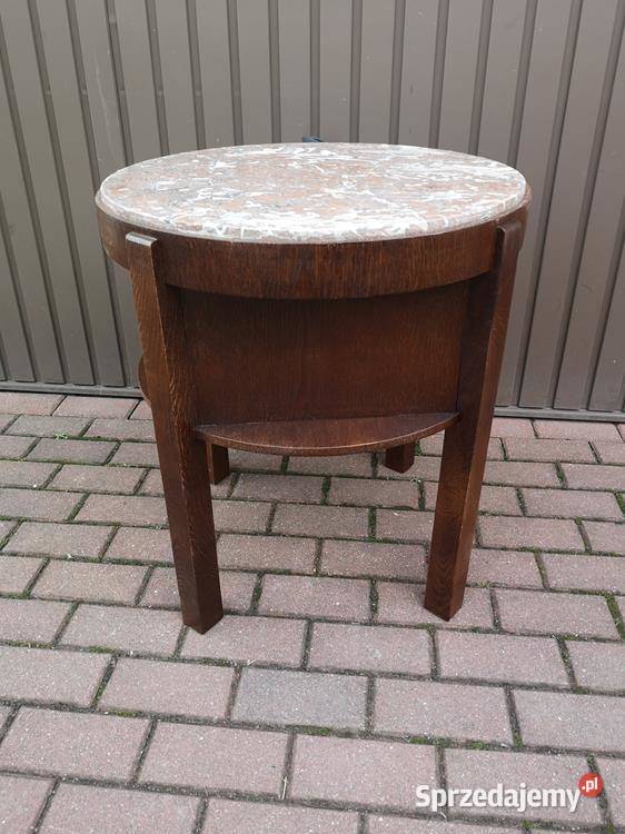 Stolik Barek Okrągły ARTDECO Dębowy Stary Antyk wielkopolskie Swarzędz