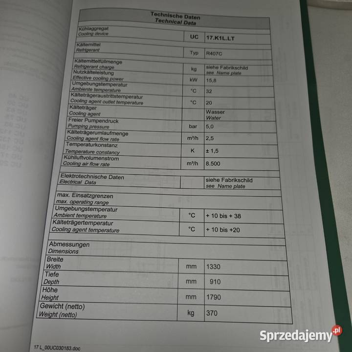 Chiller 15 kW z modułem hydraulicznym Środa Wielkopolska