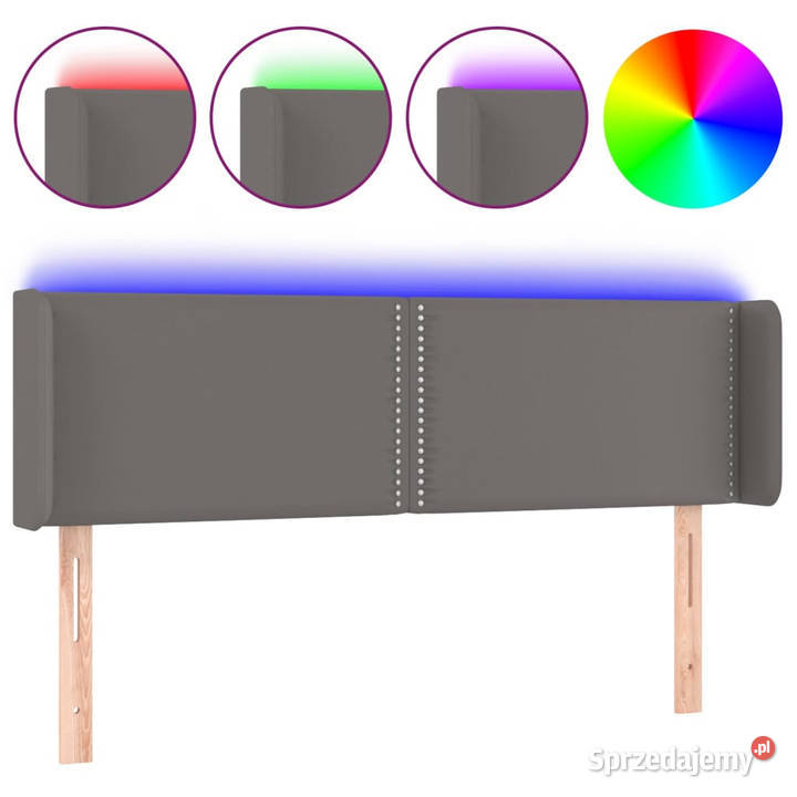 Zagłówek do łóżka z LED szary 147x16x7888 mazowieckie Warszawa