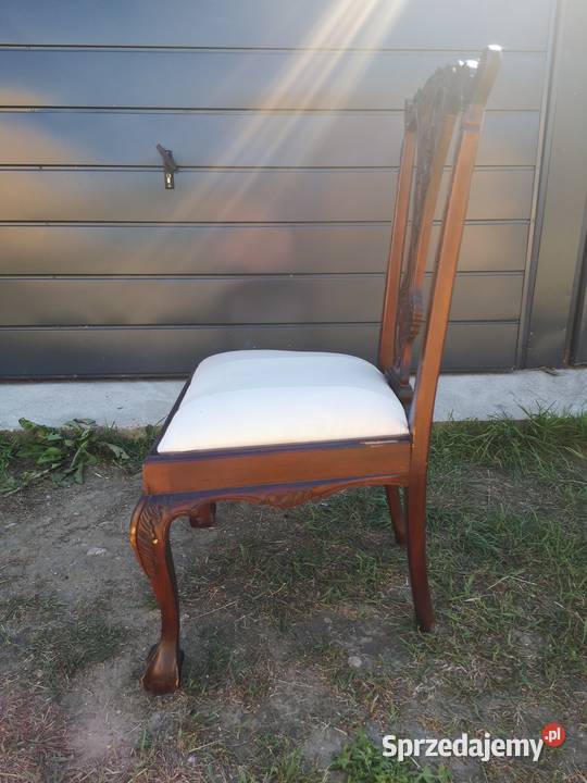 Rzeźbione krzesło na lwich łapach 45cm Aleksandrów Łódzki