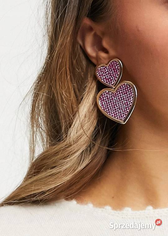 ASOS Różowe Bogato zdobione kolczyki serca z Kraków