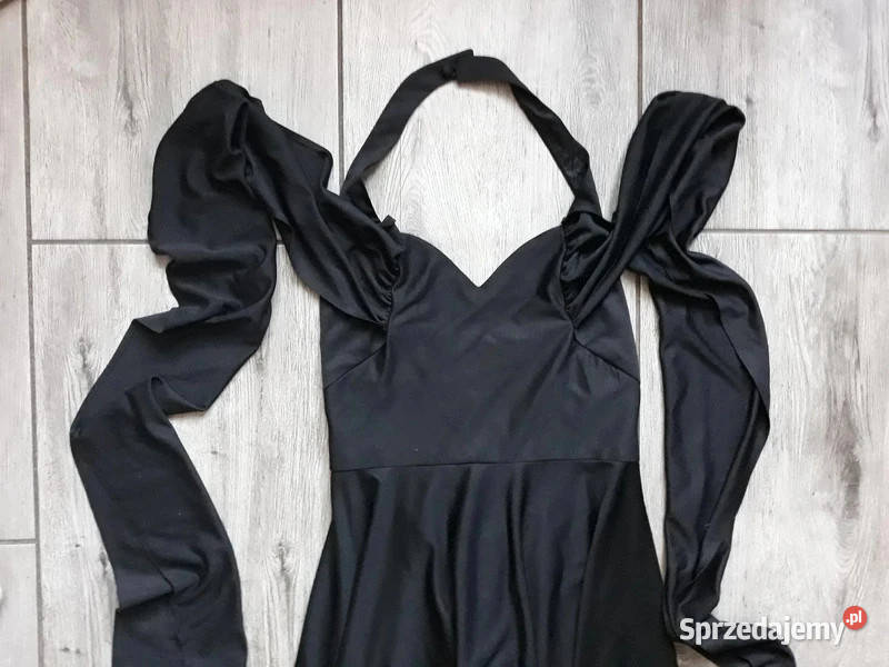 Czarna suknia wieczorowa piękna perła na plecach Sosnowiec