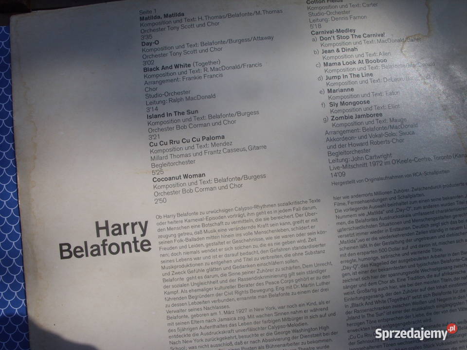 Winyl LP HARRY BELAFONTE AMIGA Wołów