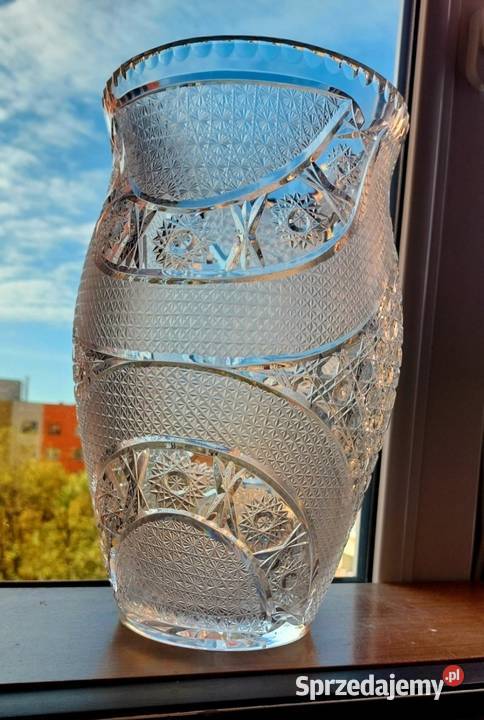 Piękny duży wazon kryształowy PRL